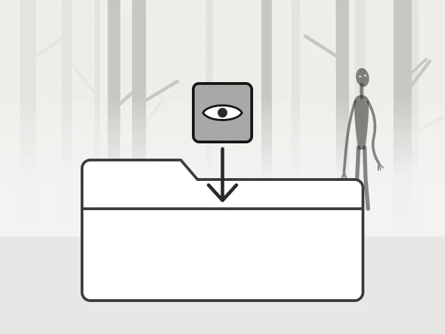 Illustration of a mod file dropping into a mods folder, with a distant figure in the fog